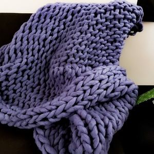 Large hand-knitted Wool Blanket